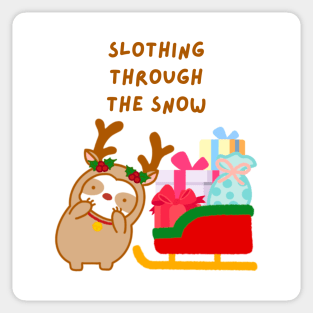 Slothing Through the Snow Christmas Sleigh Sloth Sticker